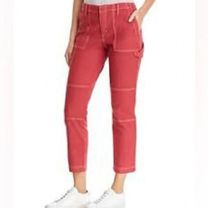 Joie Madelia Cargo Pant Cardinal Red Slim Straight Leg Cargo Painter Ankle sz 2